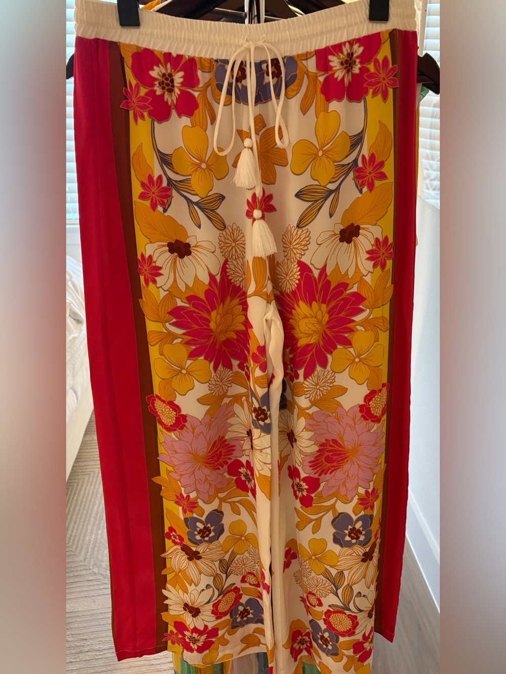 Johnny Was Silk Wide Leg Flower Power Pants Sz Medium - Picture 2 of 14